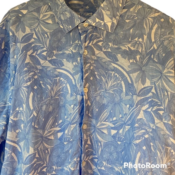 Bertigo Button Down Shirt Men’s US 3XL Tropical Blue and White Collared - Picture 3 of 14